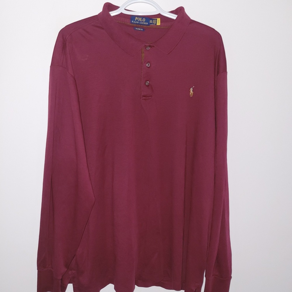Polo Ralph Lauren Classic Fit Long Sleeve Polo Shirt Men's Size XXL Maroon